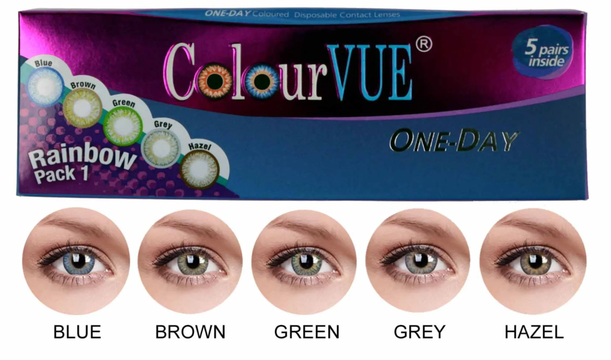 ColourVue Trublends One-Day Rainbow Pack1 - (5 párů barevných čoček) - nedioptrické